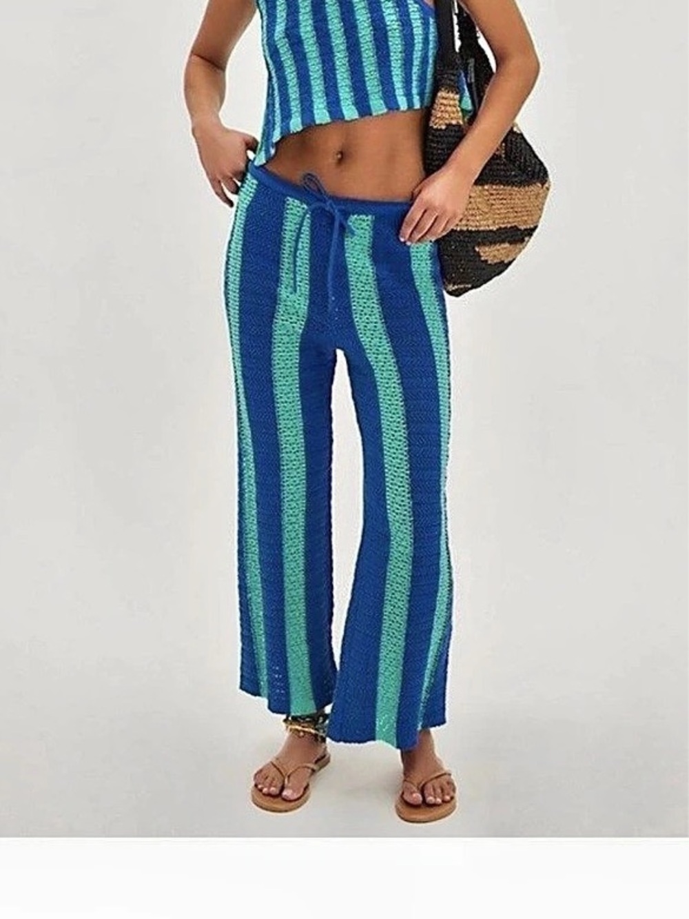 Free People free-est Joan Fauxchet Pants Blue & Green Small